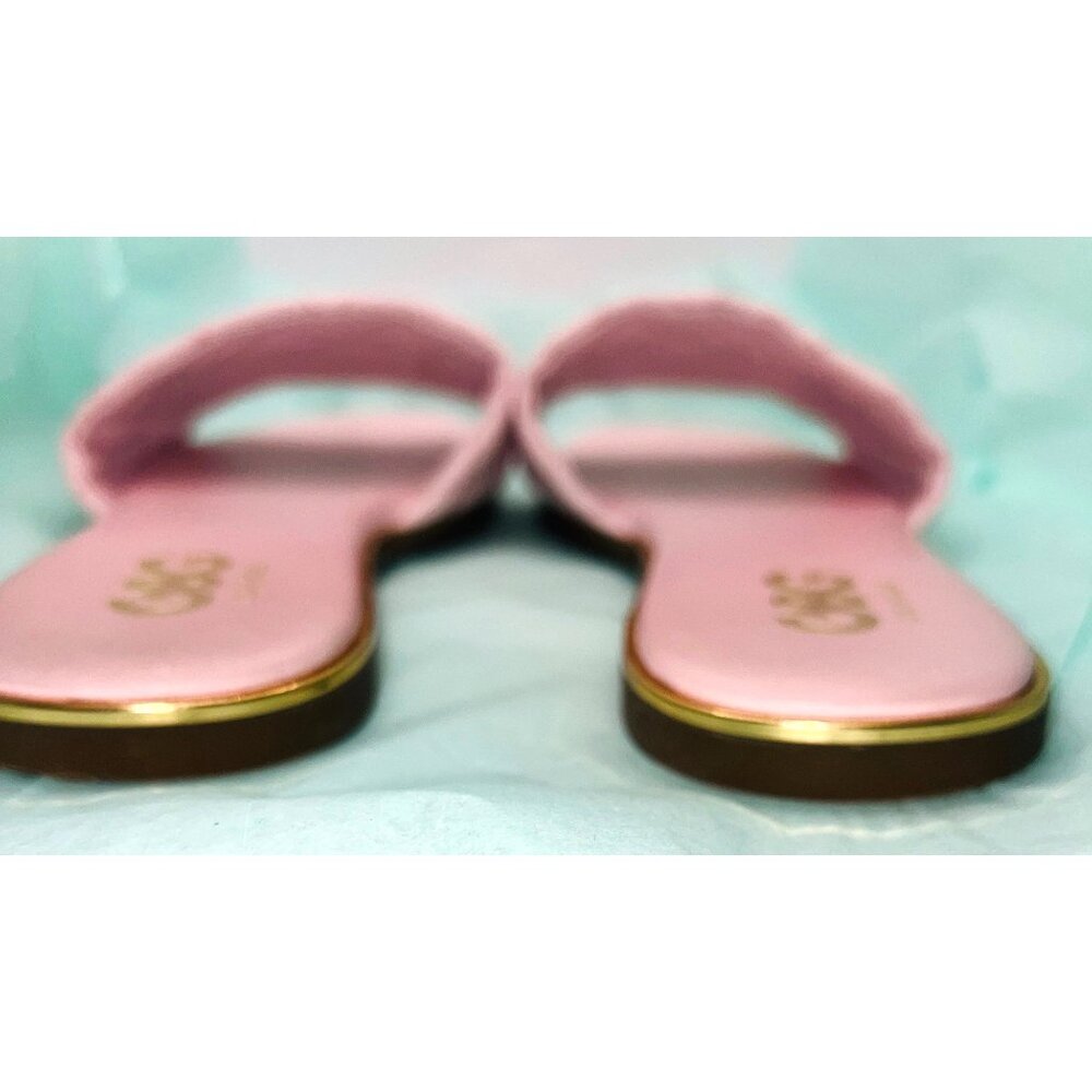 GBG Los Angeles Pink Quilted Slides With Rhinestone G Logo Size 9M - Picture 5 of 7